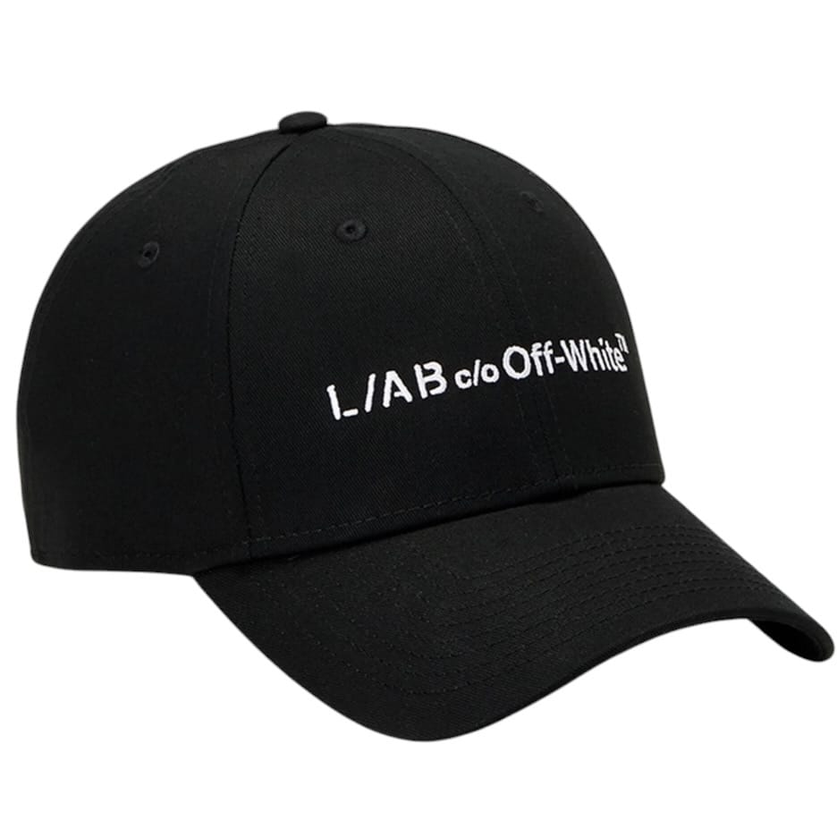 Lab Off-White Horizontal Embroidered Curved Brim Twill Hat (Black)