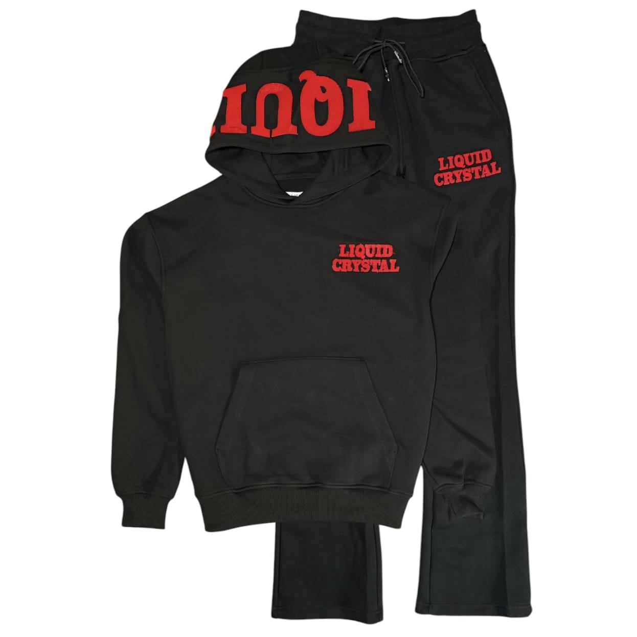 Liquid Crystals Chenille Hoodie & Pants Set (Crimson)