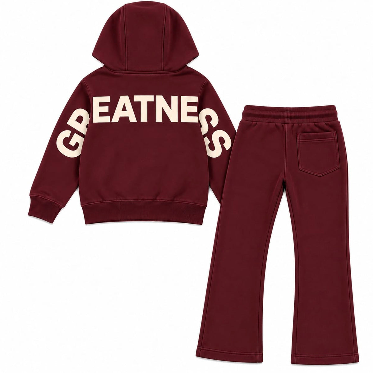 Kids See You In Paradise Wingspan Hoodie & Sweatpants Set (Wine/Cream)