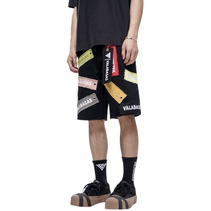 Valabasas Banner Denim Shorts (Jet Black) VLBS-VSH2-1031