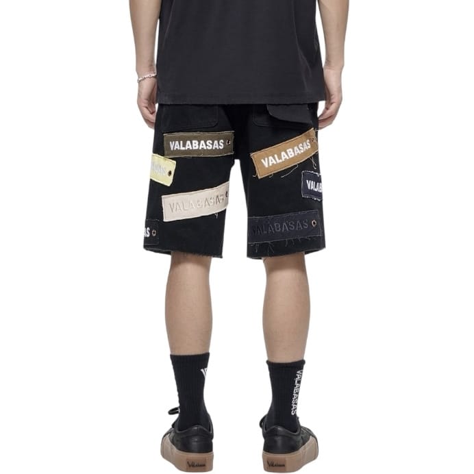 Valabasas Banner Denim Shorts (Jet Black) VLBS-VSH2-1031