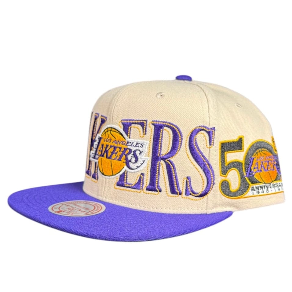 Mitchell & Ness Nba La Lakers Across The Board Snapback (Cream)
