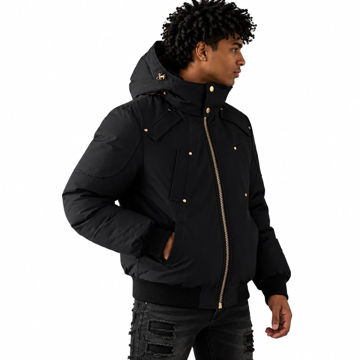Moose Knuckles Gold Series Original Ballistic Bomber Jacket (Black/Gold)