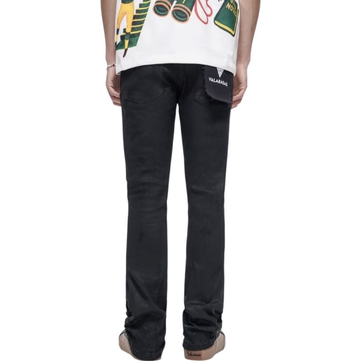 Valabasas Wired Stacked Jeans (Black Waxed) VLBS-VJ3-1103