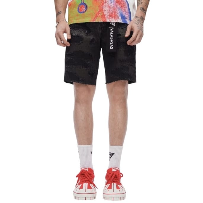 Valabasas Incise Denim Shorts (Grey Wash) VLBS-VSH1-1009