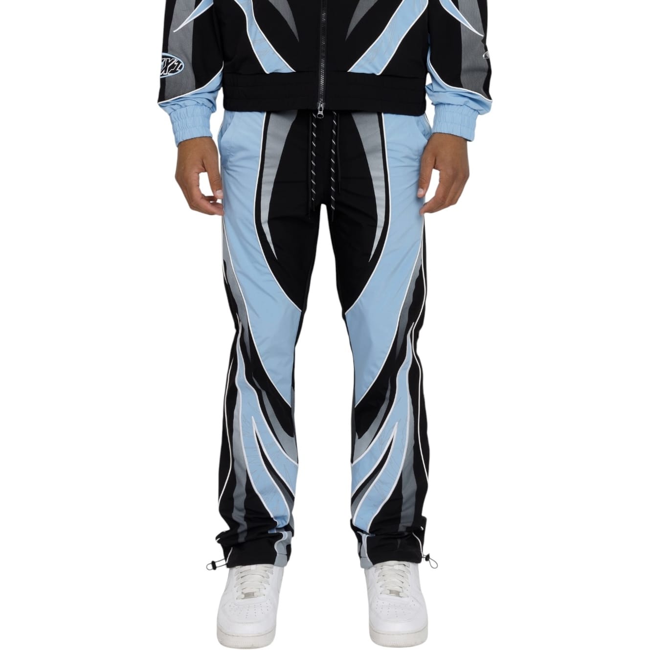 Smoke Rise Rising Colorblock Windbreaker Jacket & Pants Set (Blue Bell)