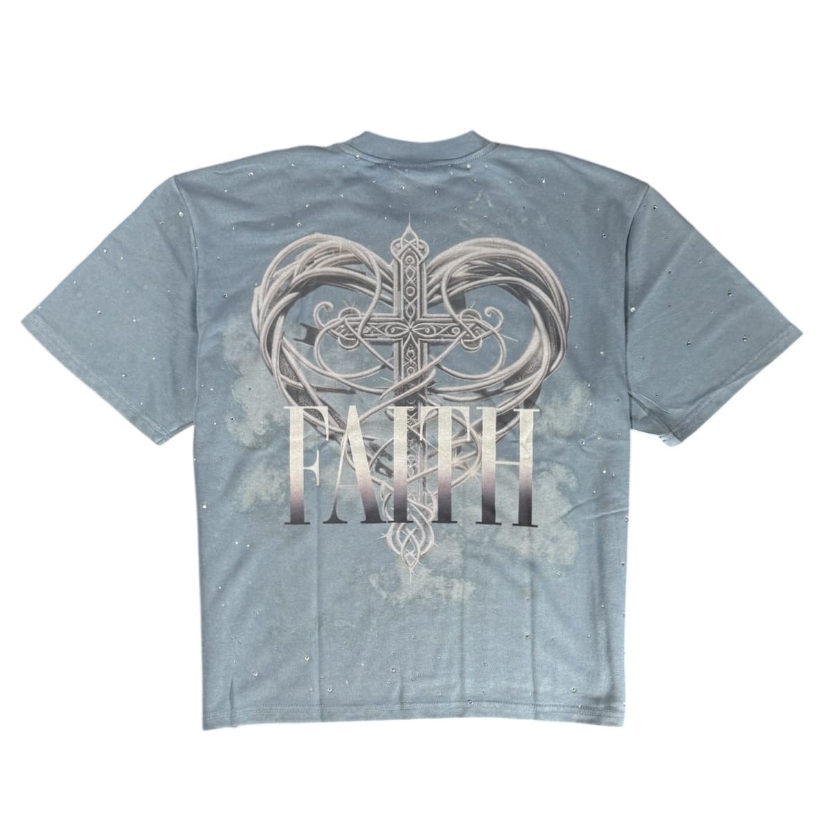 Rebel Minds Faith Medusa Crop Tee (Ash Blue) 610-11196