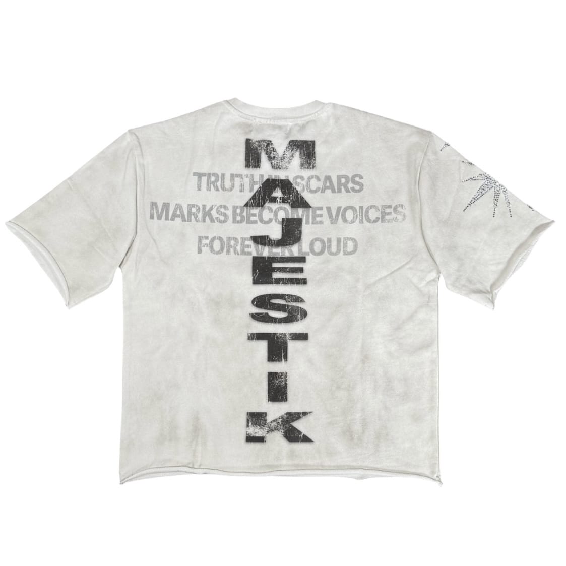 Majestik Sinners XX Star Rhinestone Crewneck Tee (Off White) FT2604