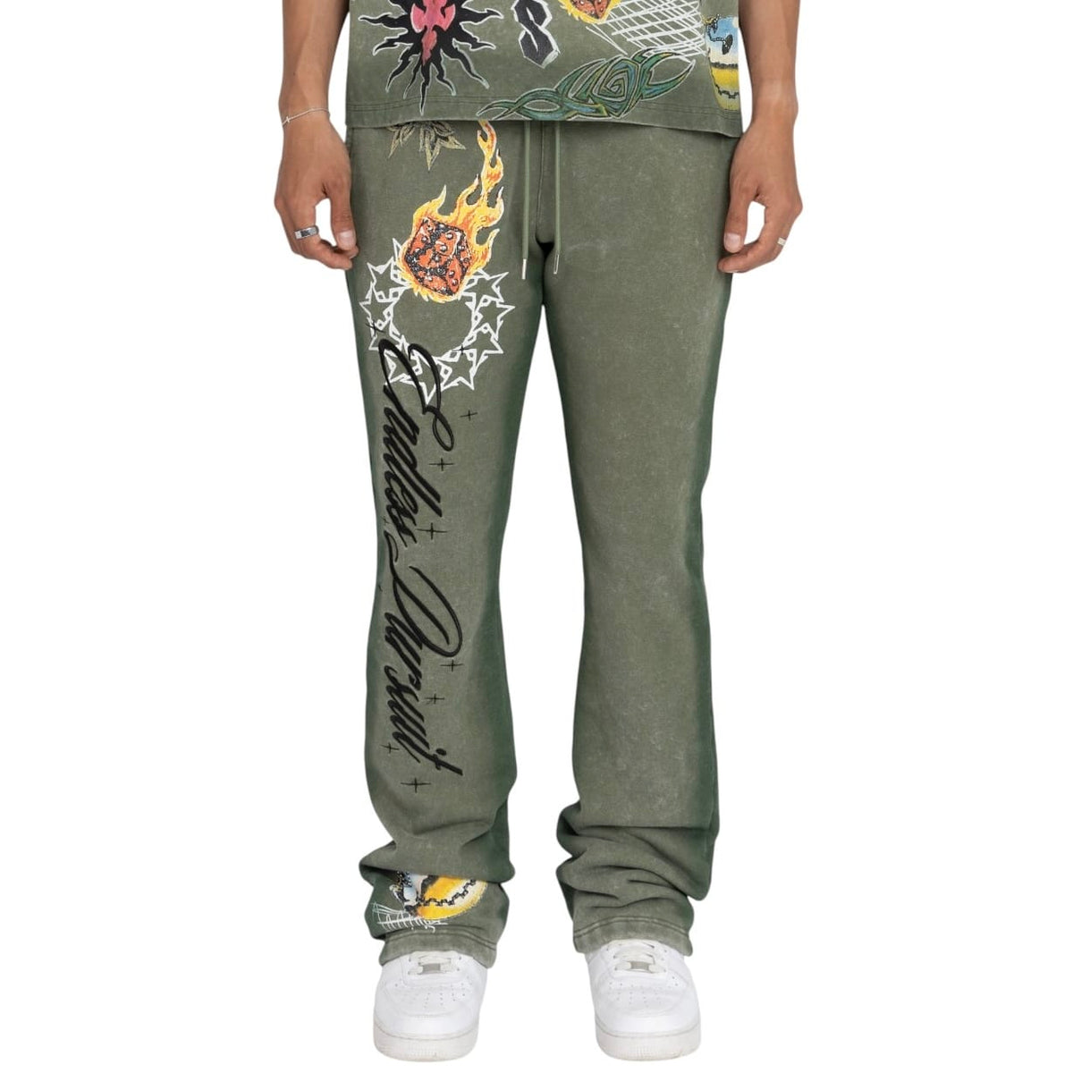 Smoke Rise Endless Pursuit Studded Hoodie & Pants Set (Vintage Army)