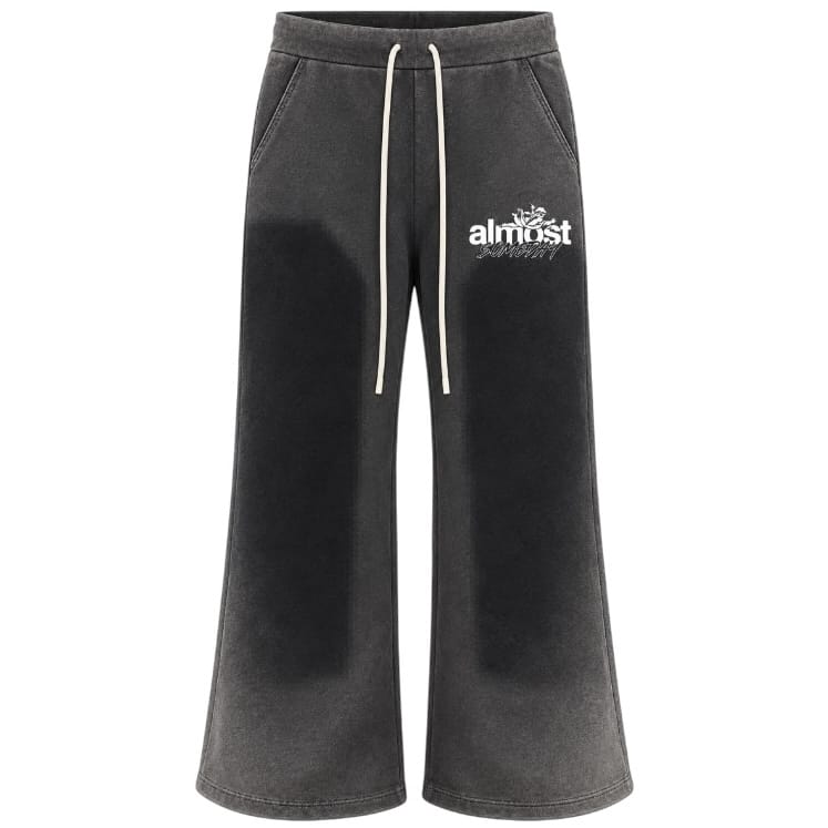 Almost Someday Enemies Zip Hoodie & Flare Pants Set (Black)