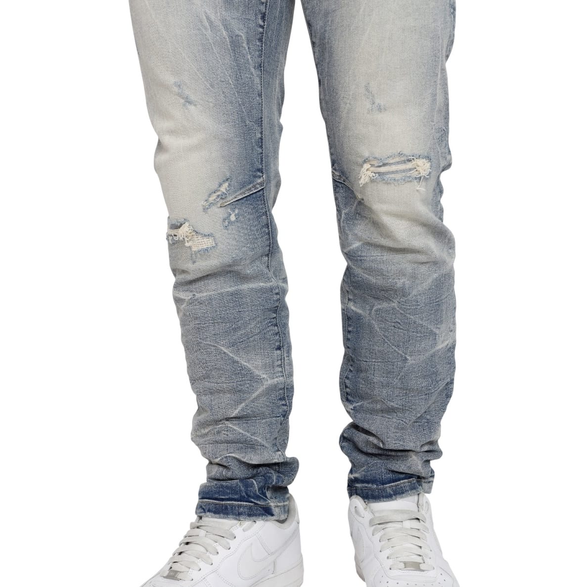 Smoke Rise Honeycomb Effect Washed Jeans (Highland Blue) JP26F205