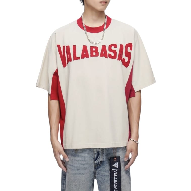 Valabasas Seam Stitch Tee (Cream/Red) VLBS-VT1-1126