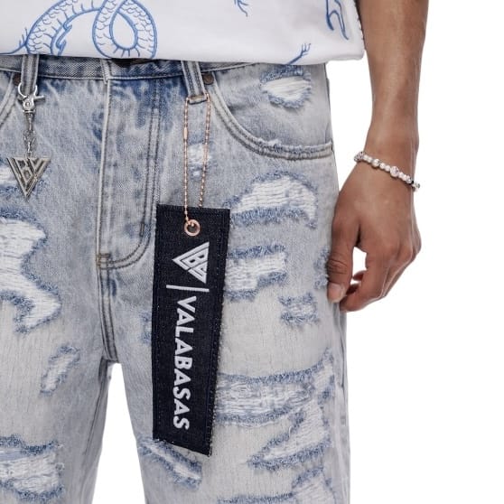 Valabasas Incise Denim Shorts (Light Blue Wash) VLBS-VSH1-1009