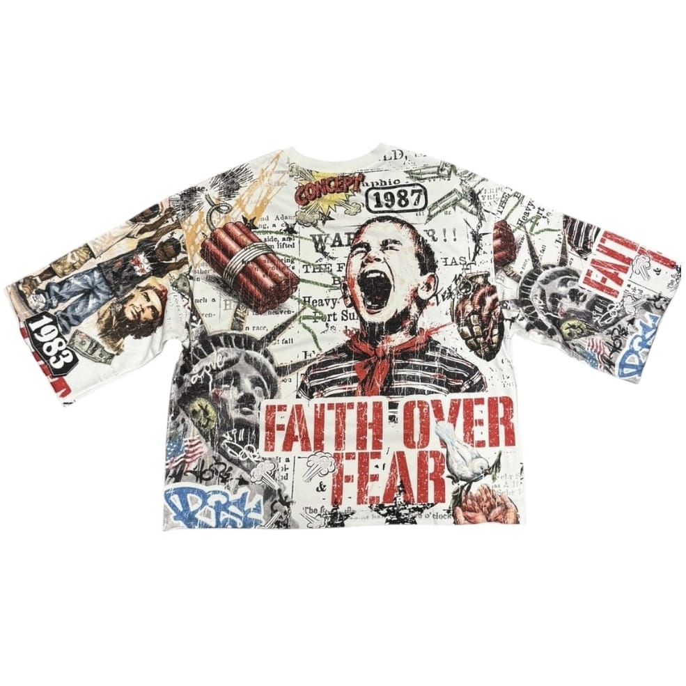 Concept La Faith Over Fear Crop Tee (White)