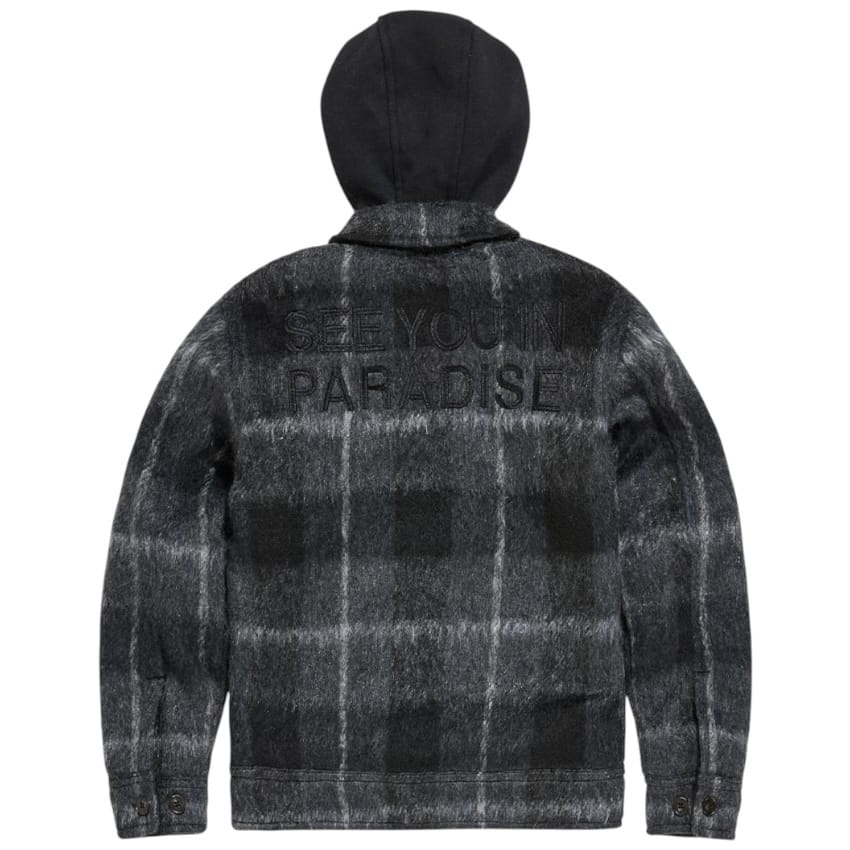Boys See You In Paradise Hooded Flannel Shacket (Black Shadow) 2568B