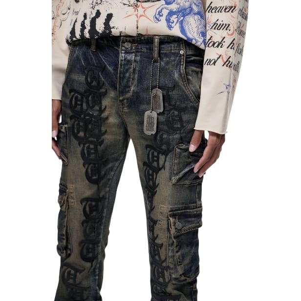 Trnchs Khandaq Cargo Denim (Medium Blue) TC-25-059