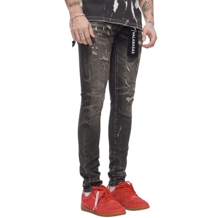 Valabasas Collage Skinny Denim (Grey Vintage Wash) VLBS-VJ1-1011
