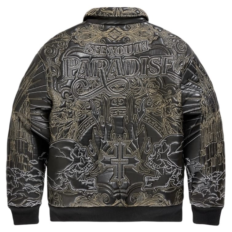 See You In Paradise Skull & Angel Stitched Bomber Jacket (Black) 91683