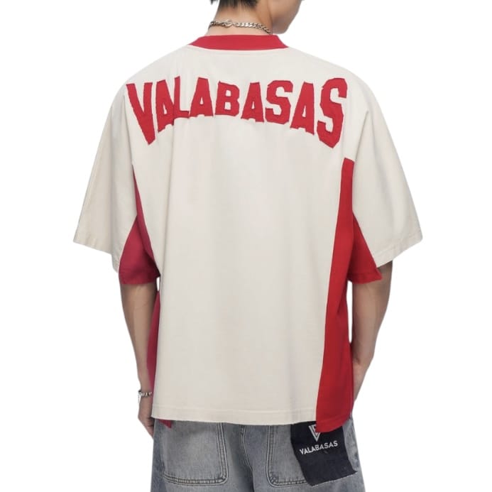 Valabasas Seam Stitch Tee (Cream/Red) VLBS-VT1-1126