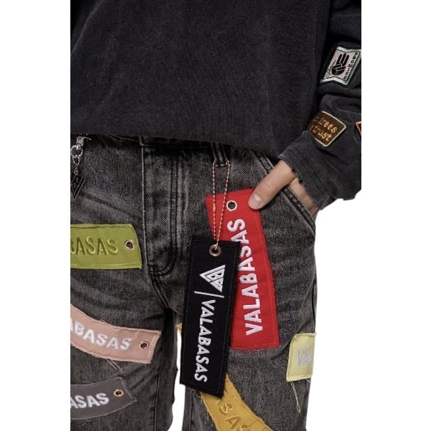 Valabasas Banner Denim Shorts (Grey Wash) VLBS-VSH2-1031