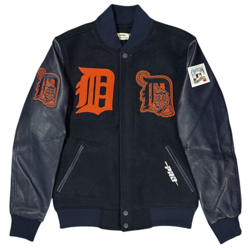 Pro Standard Detroit Tigers First Team Wool Varsity Jacket (Midnight Navy)