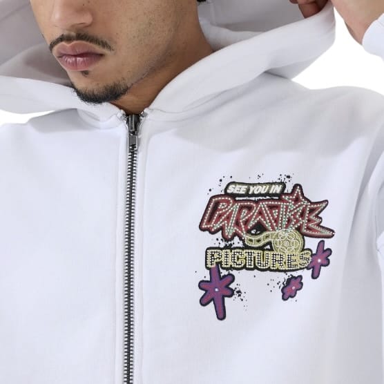 See You In Paradise Pictures Zip Up Hoodie (White) 8262H