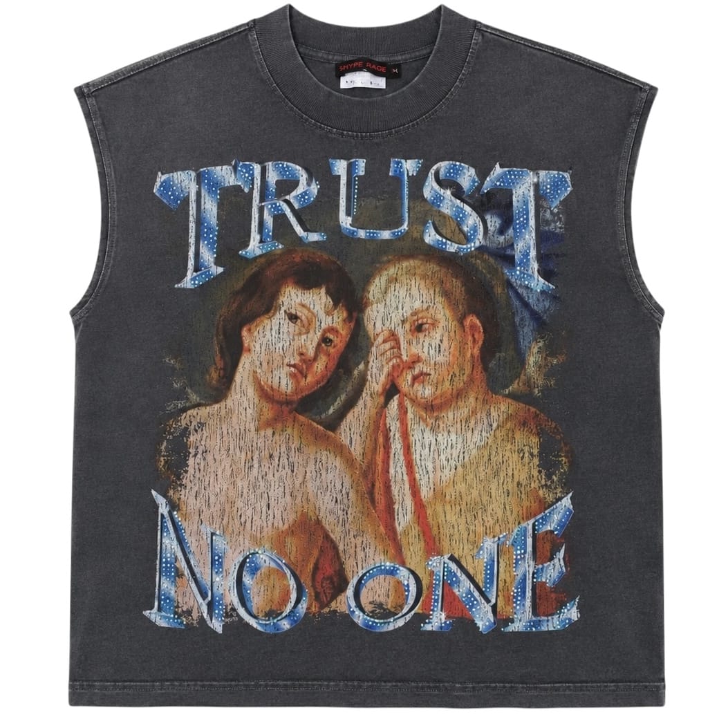 Rare Peace Trust No One Sleeveless Tee (Dark Grey) RT5052