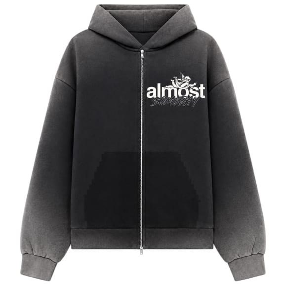 Almost Someday Enemies Zip Hoodie & Flare Pants Set (Black)
