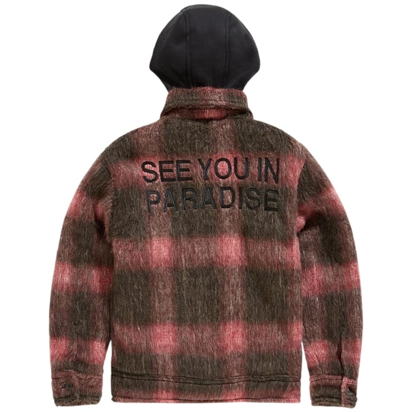 Kids See You In Paradise Hooded Flannel Shacket (Red) 2568K