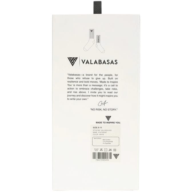Valabasas Footprint Socks (White) VAL-SOCK-001