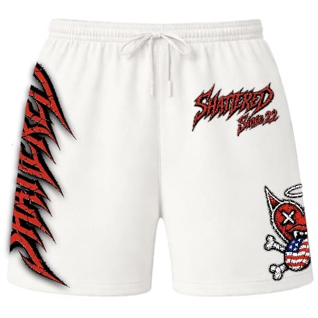Shattered Hearts Rolling Hearts Short Set (White)