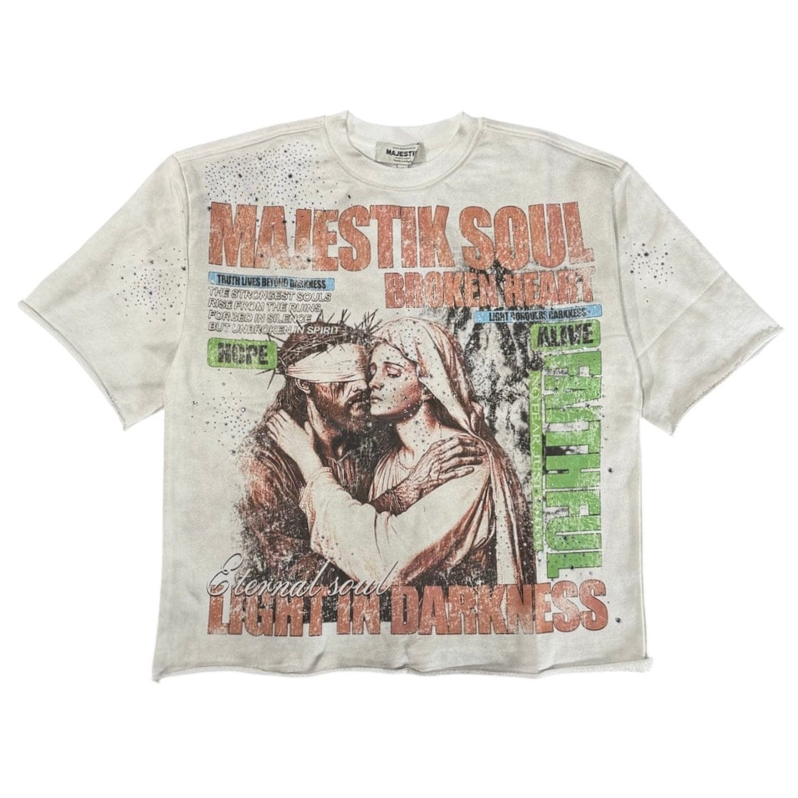 Majestik Broken Heart Garment Dyed Print F.Terry Tee (Off White) FT2637