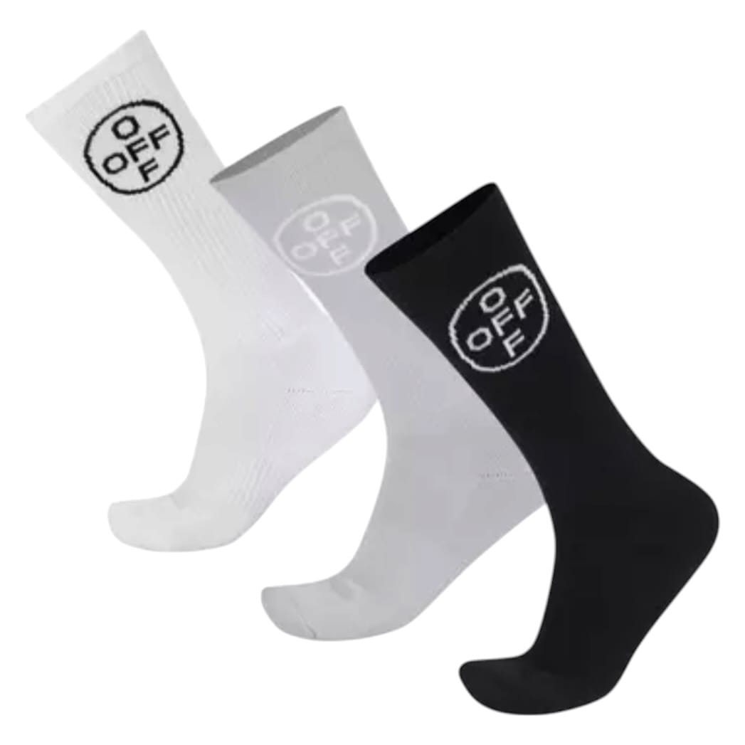 Lab Off-White Mid Calf Crew Socks 3 Pack (White/Black/Grey)