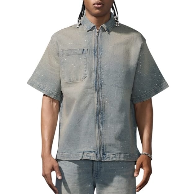 Jordan Craig Radiant Denim Zip Up Shirt (Cream Wash) 2082