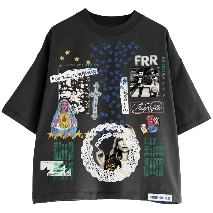 Free Refills Collage Tee (Black) FR-SUM26-022