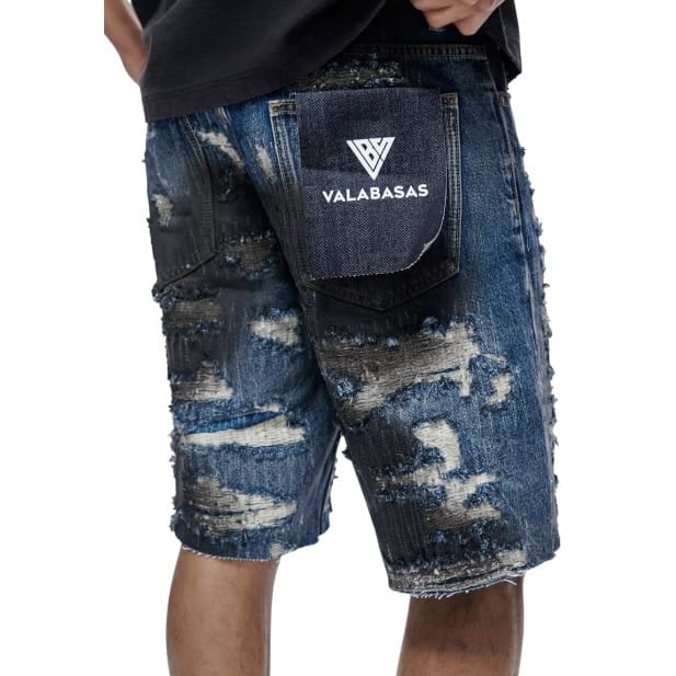 Valabasas Incise Denim Shorts (Dark Blue) VLBS-VSH1-1009