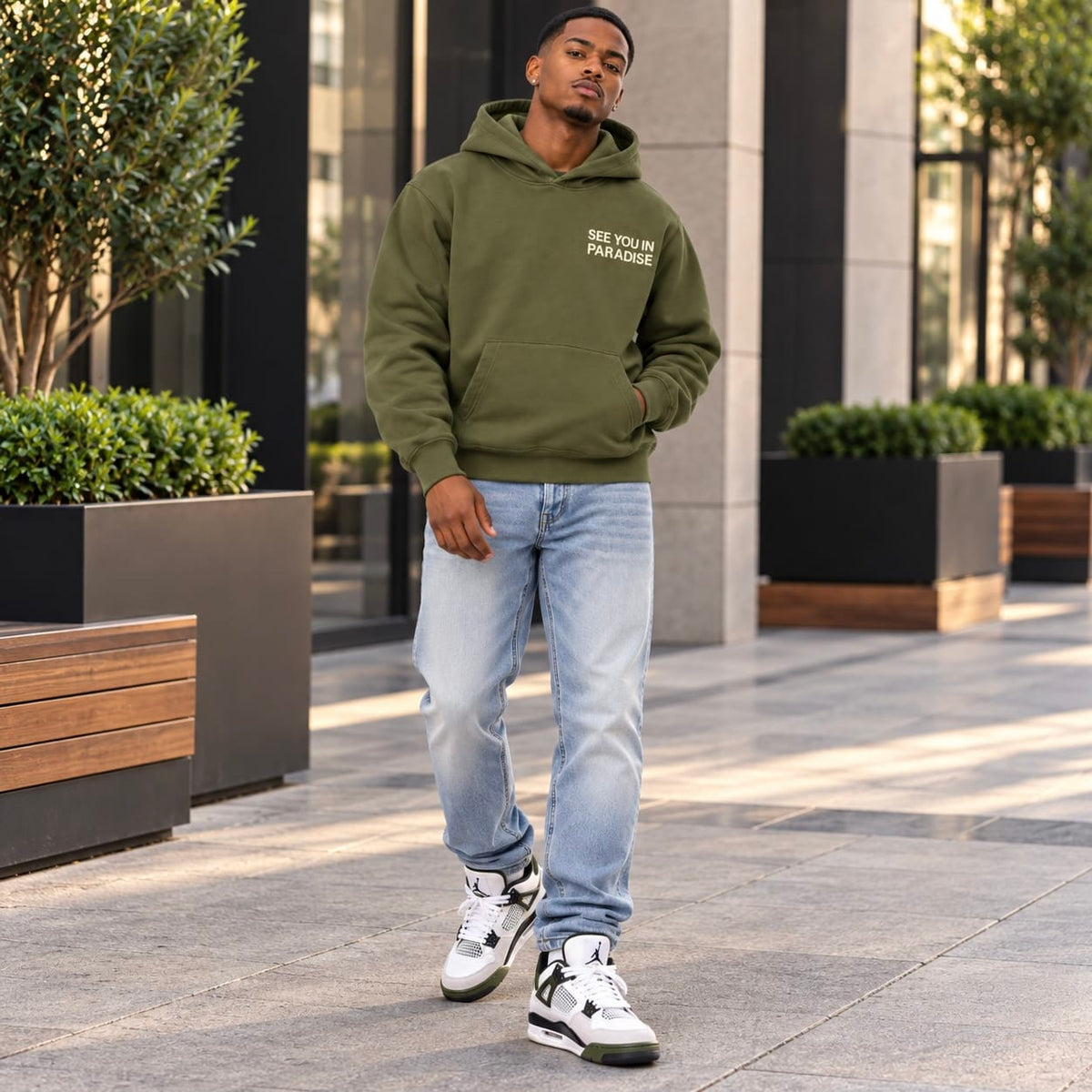 See You In Paradise Wingspan Hoodie (Olive/Cream) 8816H