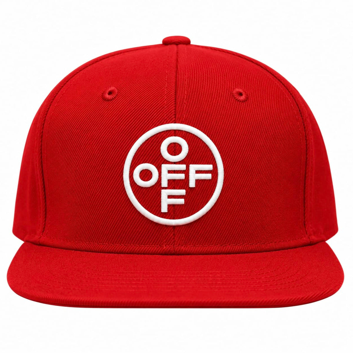 Lab Off-White Embroidered Flat Brim Twill Hat (Red)
