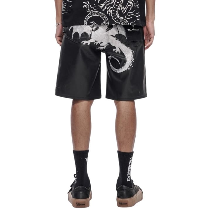 Valabasas Kuroto Waxed Denim Shorts (Black Waxed) VLBS-VSH1-1023