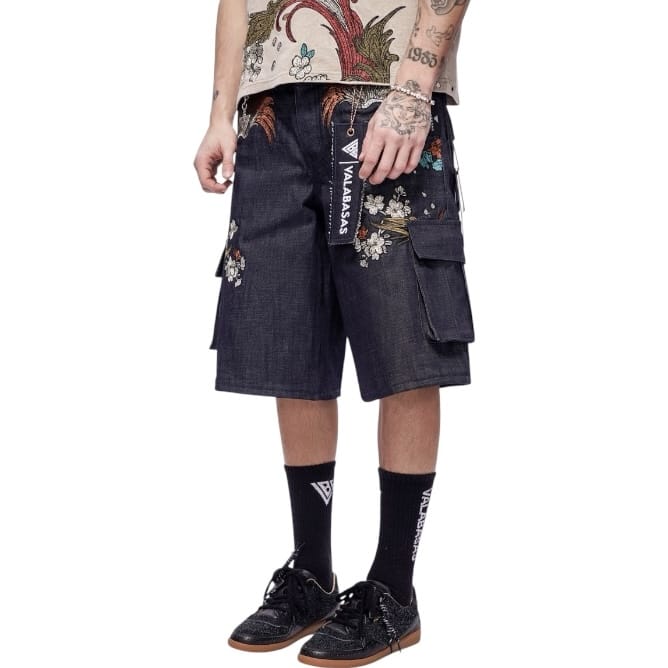 Valabasas Graviku Baggy Cargo Denim Shorts (Indigo) VLBS-VSH1-1020