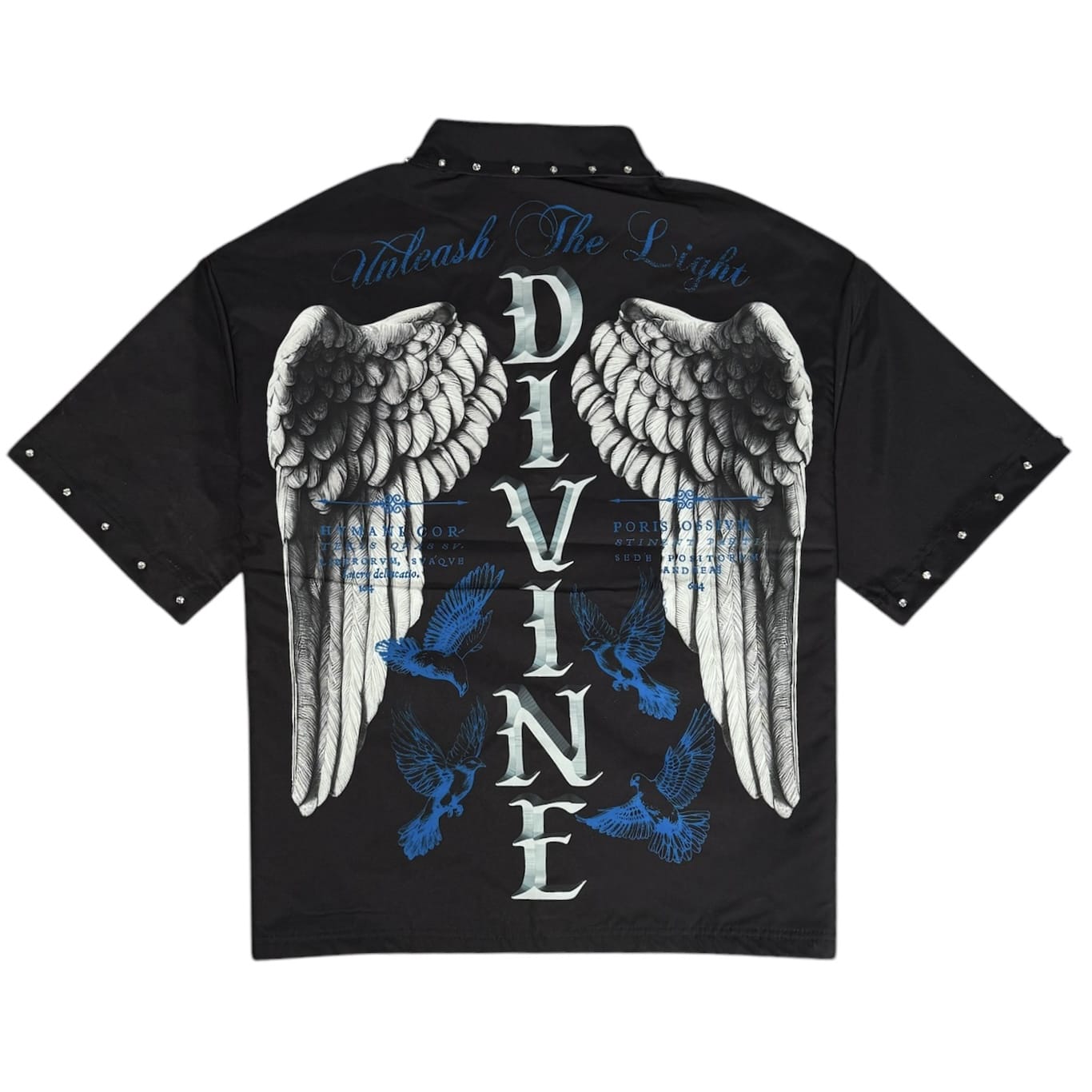 Publik Divine Patch Stud Button Down Shirt (Black) KS2604
