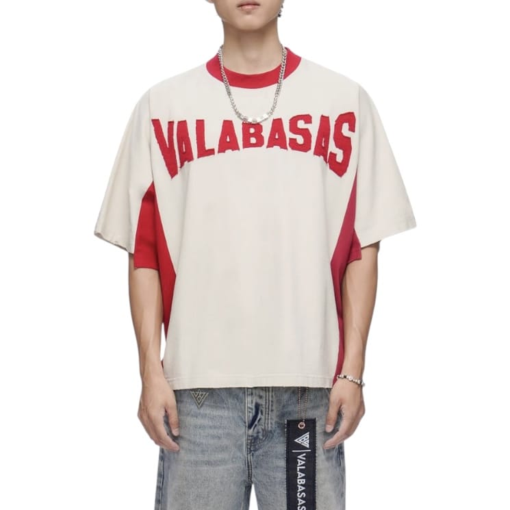 Valabasas Seam Stitch Tee (Cream/Red) VLBS-VT1-1126