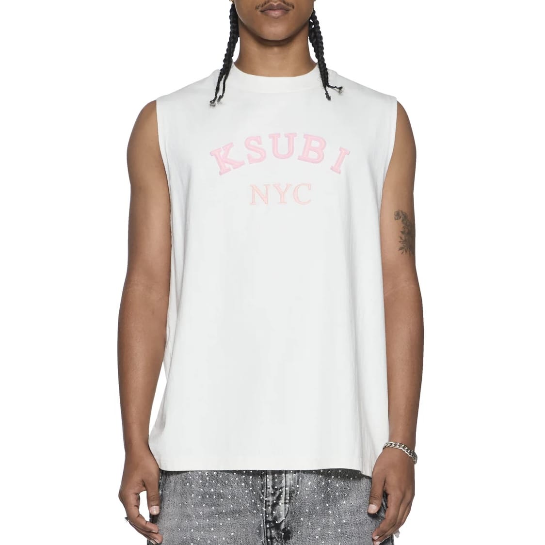 Ksubi Laybel Ekcess Cut Off Tee (Tru White) MPF26TA010