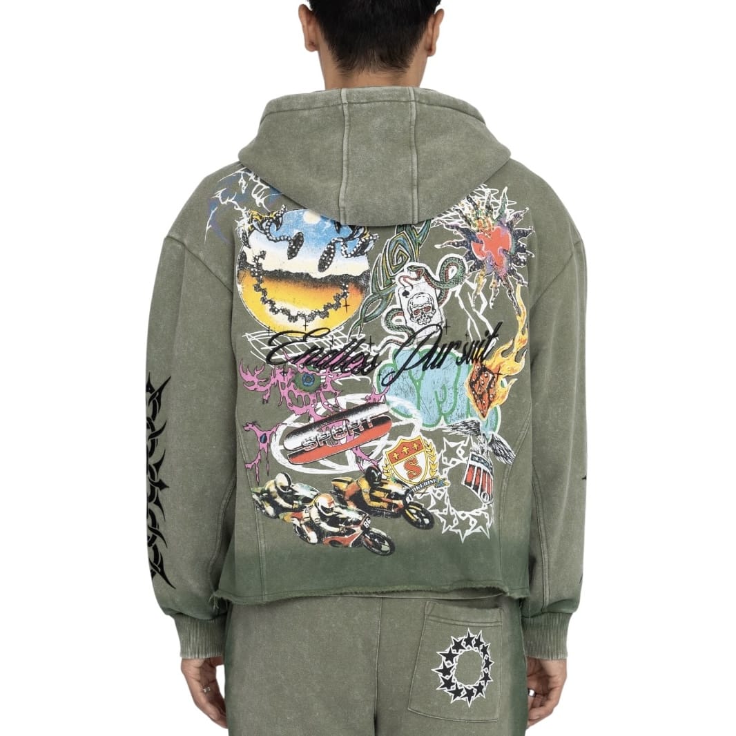 Smoke Rise Endless Pursuit Studded Hoodie & Pants Set (Vintage Army)