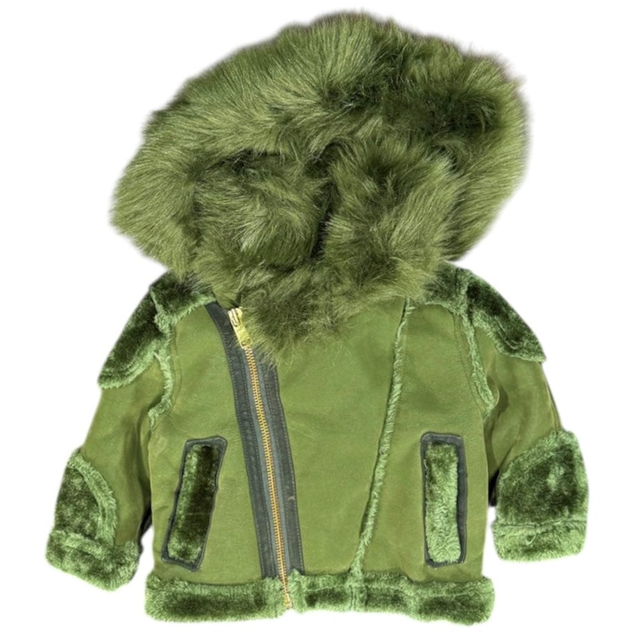 Kids Jordan Craig El Jefe Shearling Moto Jacket (Military Green) 91625K