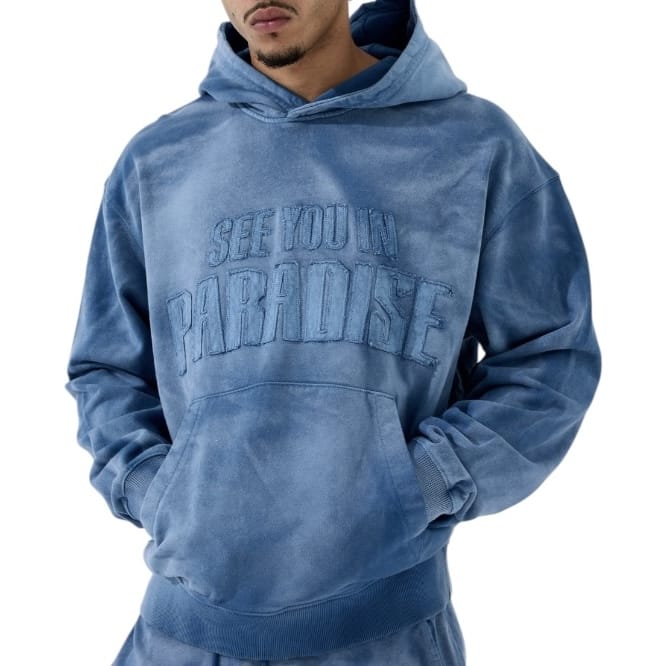 See You In Paradise Oasis Washed Pullover Hoodie (Blue) 8864H