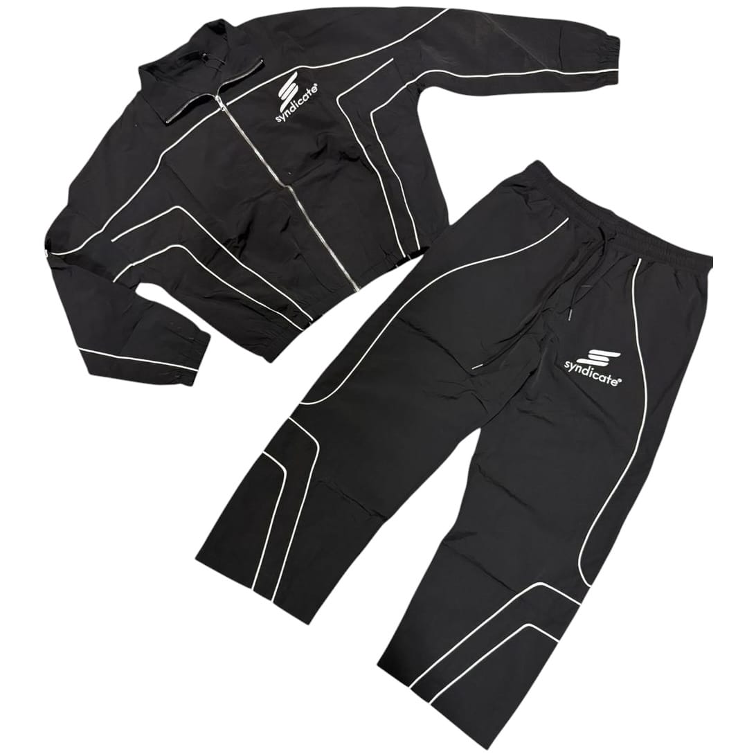 The Syndicate Nylon 3 Zip Up Track Jacket & Pants Set (Black)