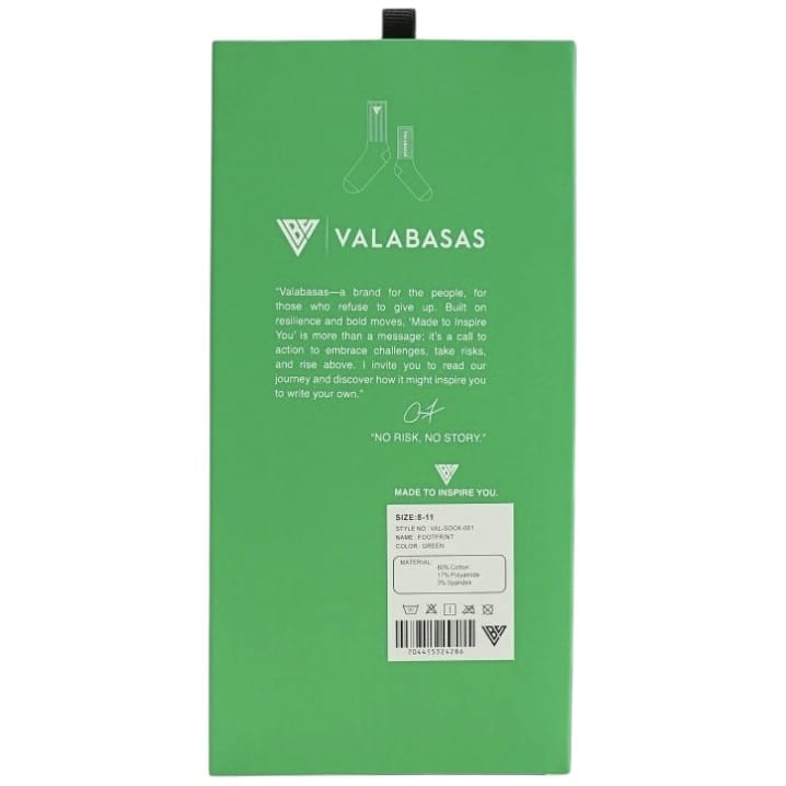 Valabasas Footprint Socks (Green) VAL-SOCK-001