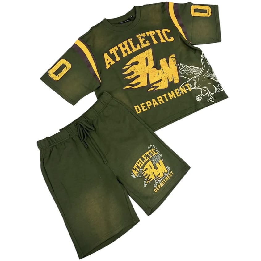 Rebel Minds Flaming RM Interlock Jersey & Short Set (Olive)
