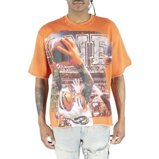 R3bel Denim Hot Only One French Terry Rhinestone Tee (Orange)